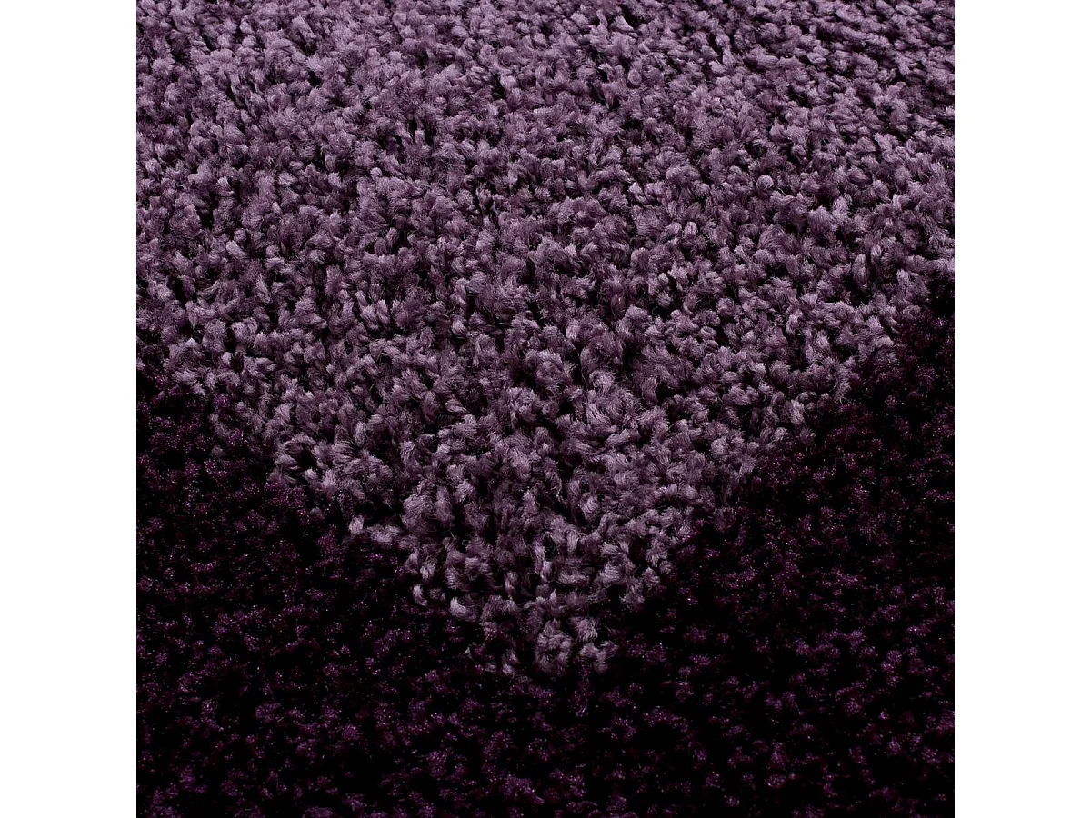 Tapis poils longs shaggy 80x150 rectangle tissé violet et pourpre motif simple