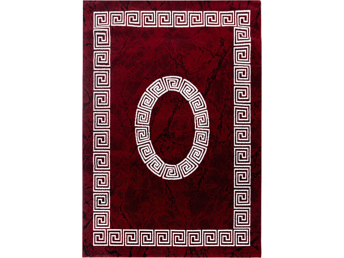tapis cuisine 120x170 tissé rouge et blanc rectangle motif baroque SAPURI