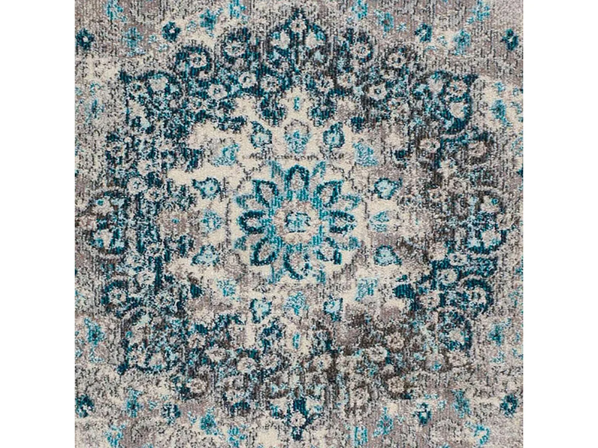 Tapis orient 200x290 rectangle bleu et bleu ciel tissé motif traditionnel OLDA