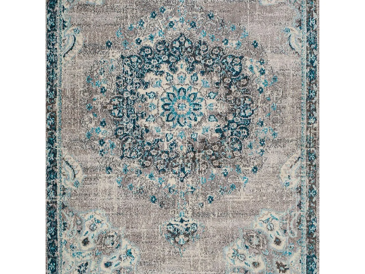 Tapis orient 200x290 rectangle bleu et bleu ciel tissé motif traditionnel OLDA