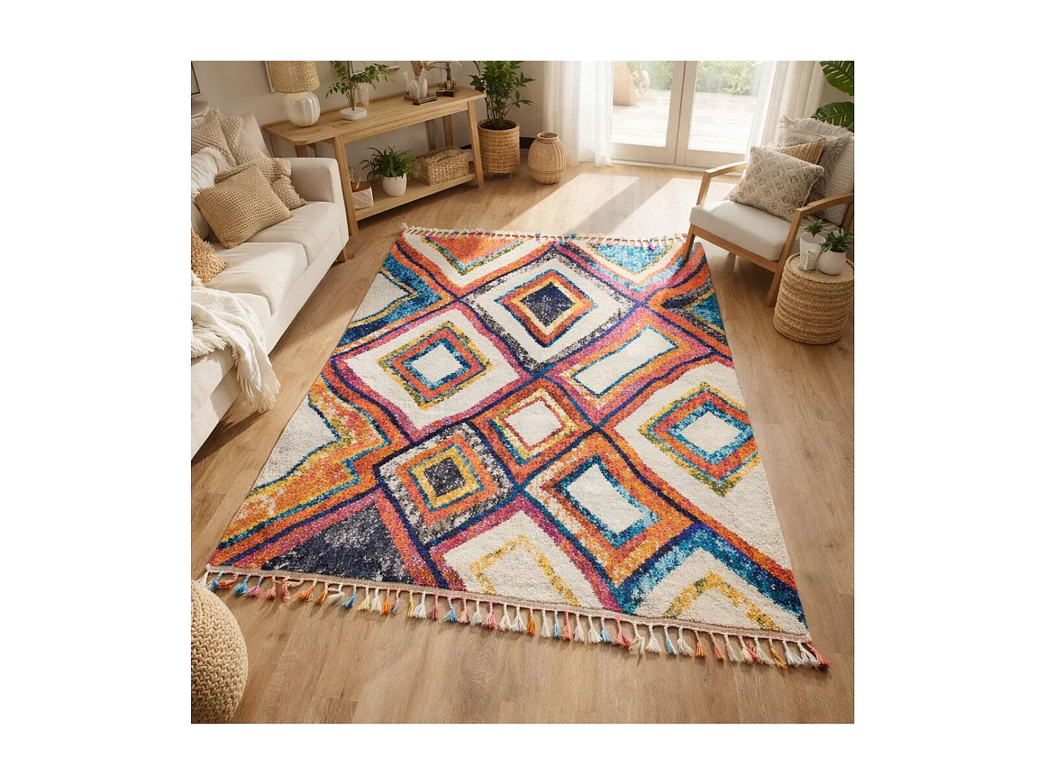 Tappeto berbero 160x230 tessuto modello etnico OURIKA viola