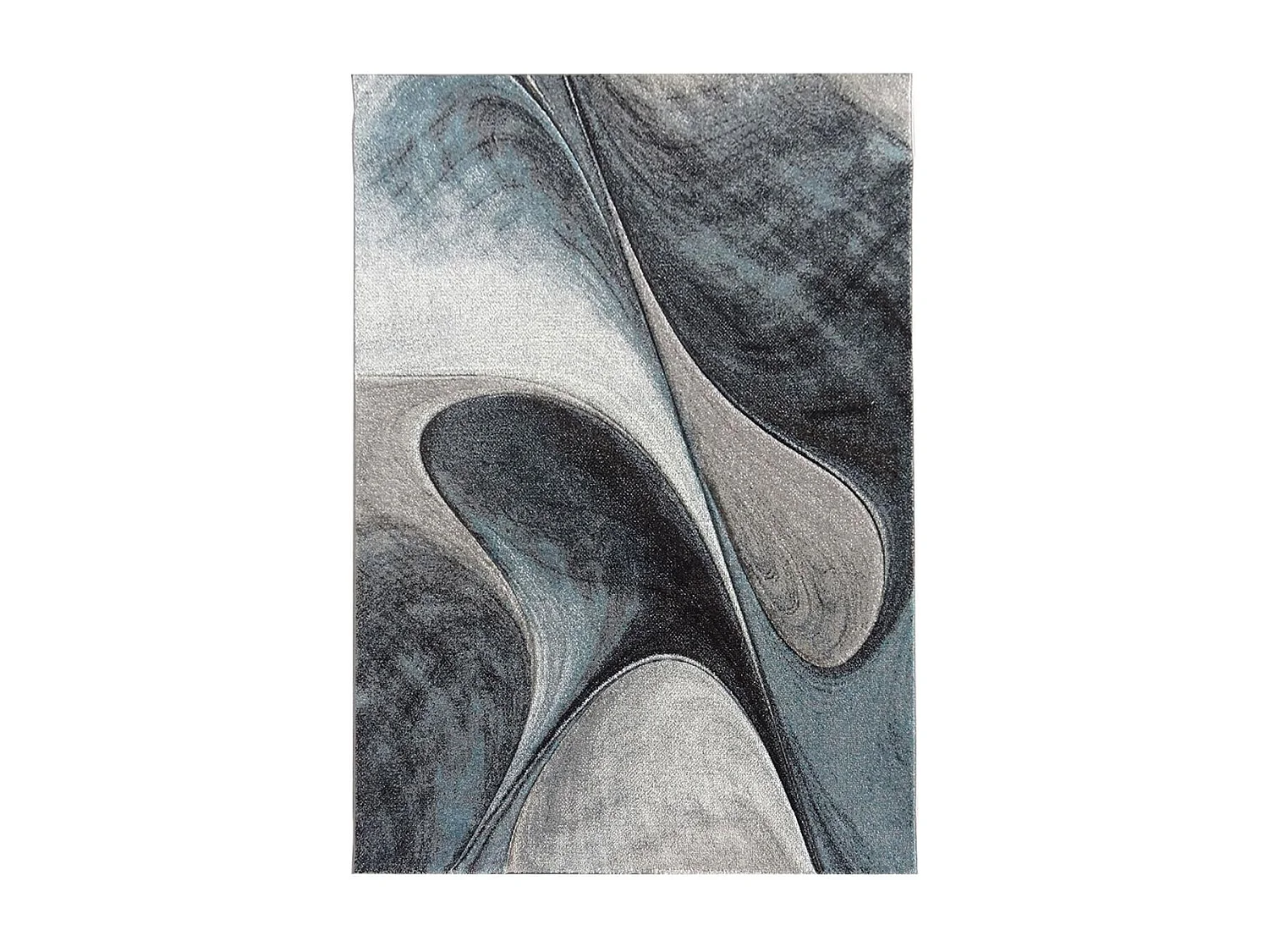 tapis salle à manger 240x340 tissé bleu et gris rectangle motif géométrique