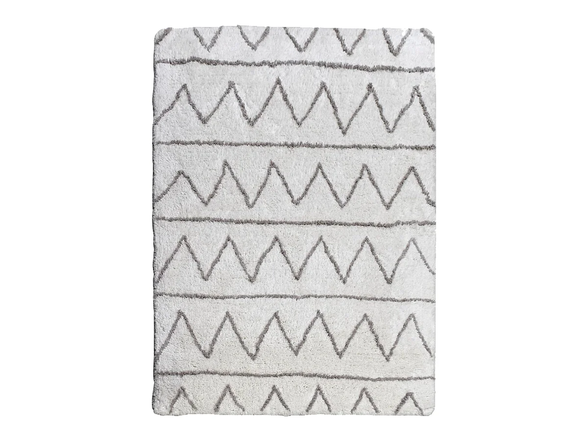 Authentique tapis berbère 160x230 fait à la main en coton BIO gris clair et gris foncé BERBERE