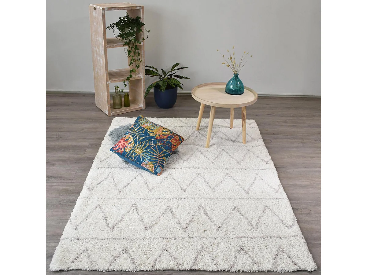 Authentique tapis berbère 160x230 fait à la main en coton BIO gris clair et gris foncé BERBERE