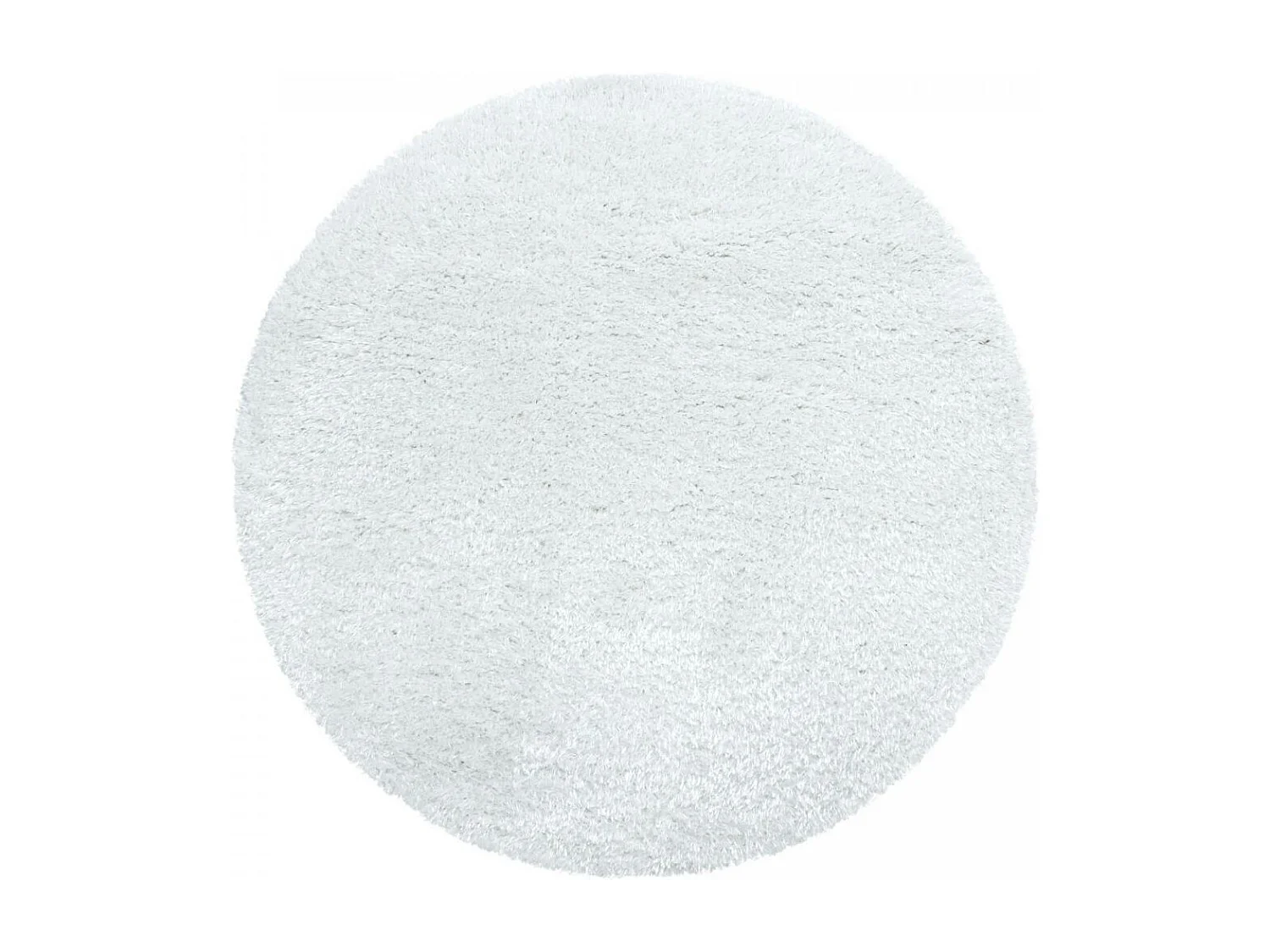 Tapis longs poils shaggy Ø120cm rond tissé blanc motif uni UNI A