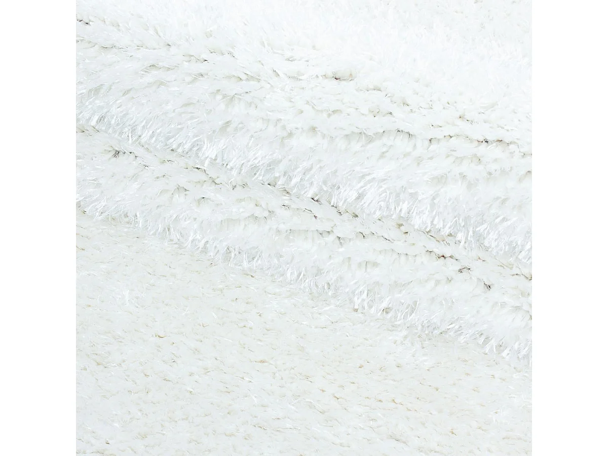 Tappeto Shaggy a pelo lungo Ø120cm tessuto rotondo bianco a tinta unita UNI A