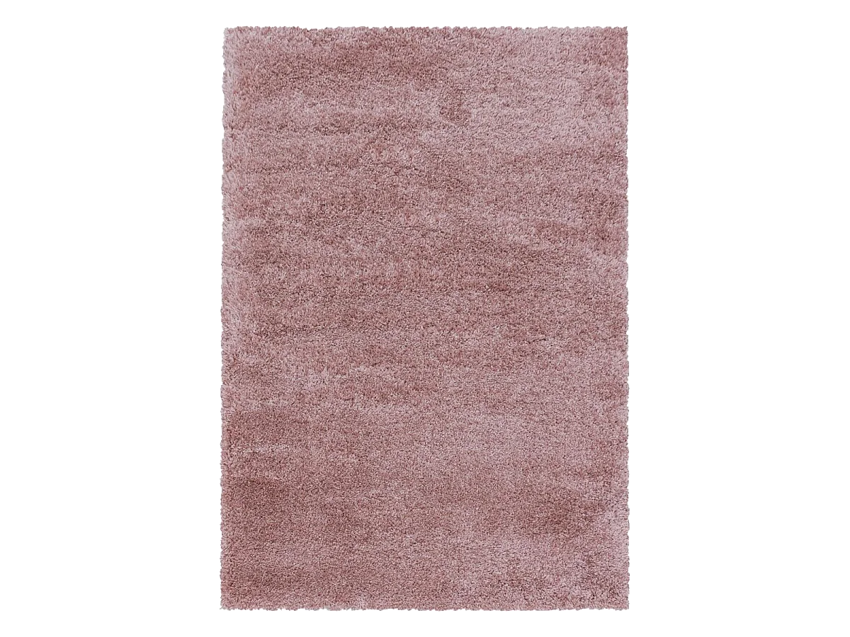 Tapis poils longs shaggy 200x290 rectangle tissé rose motif uni UNI B