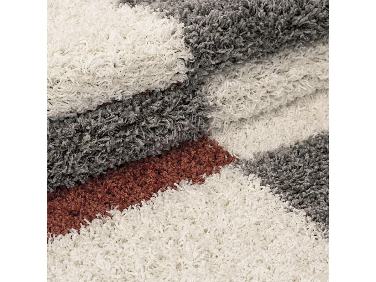 Tapis poils longs shaggy 60x110 rectangle tissé gris et crème