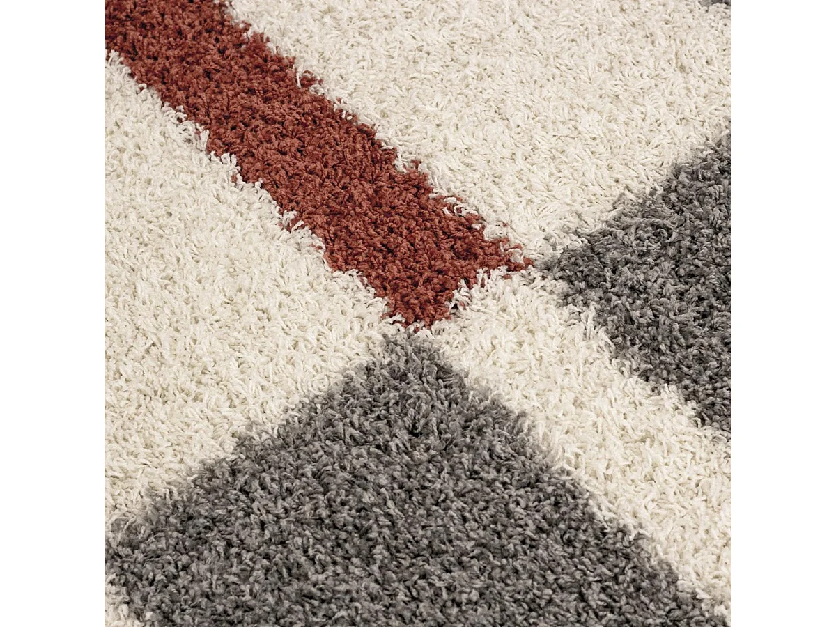 Tapis poils longs shaggy 60x110 rectangle tissé gris et crème