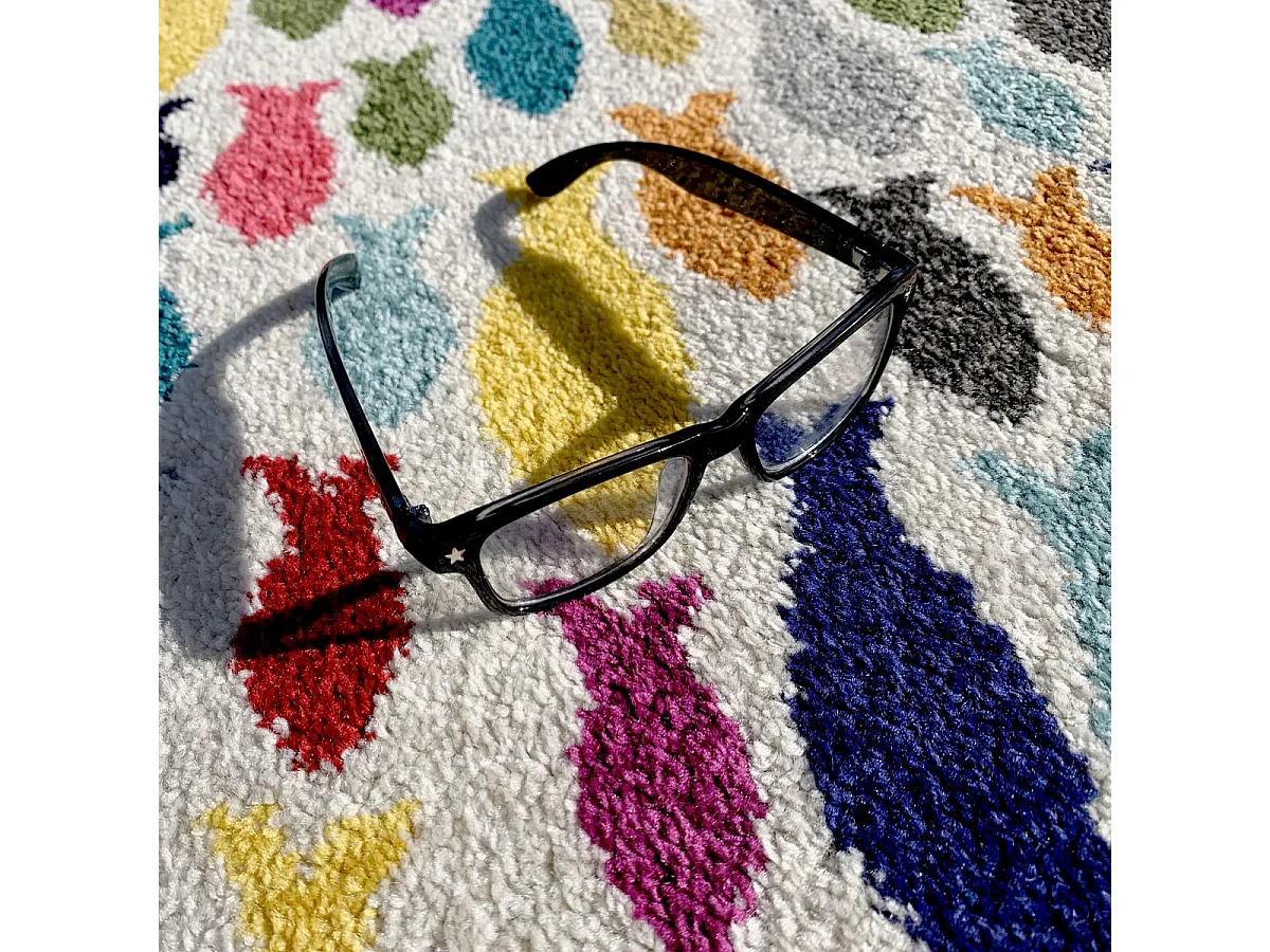 Tapis enfant 160x230 rectangle tissé crème motif animaux FISHES