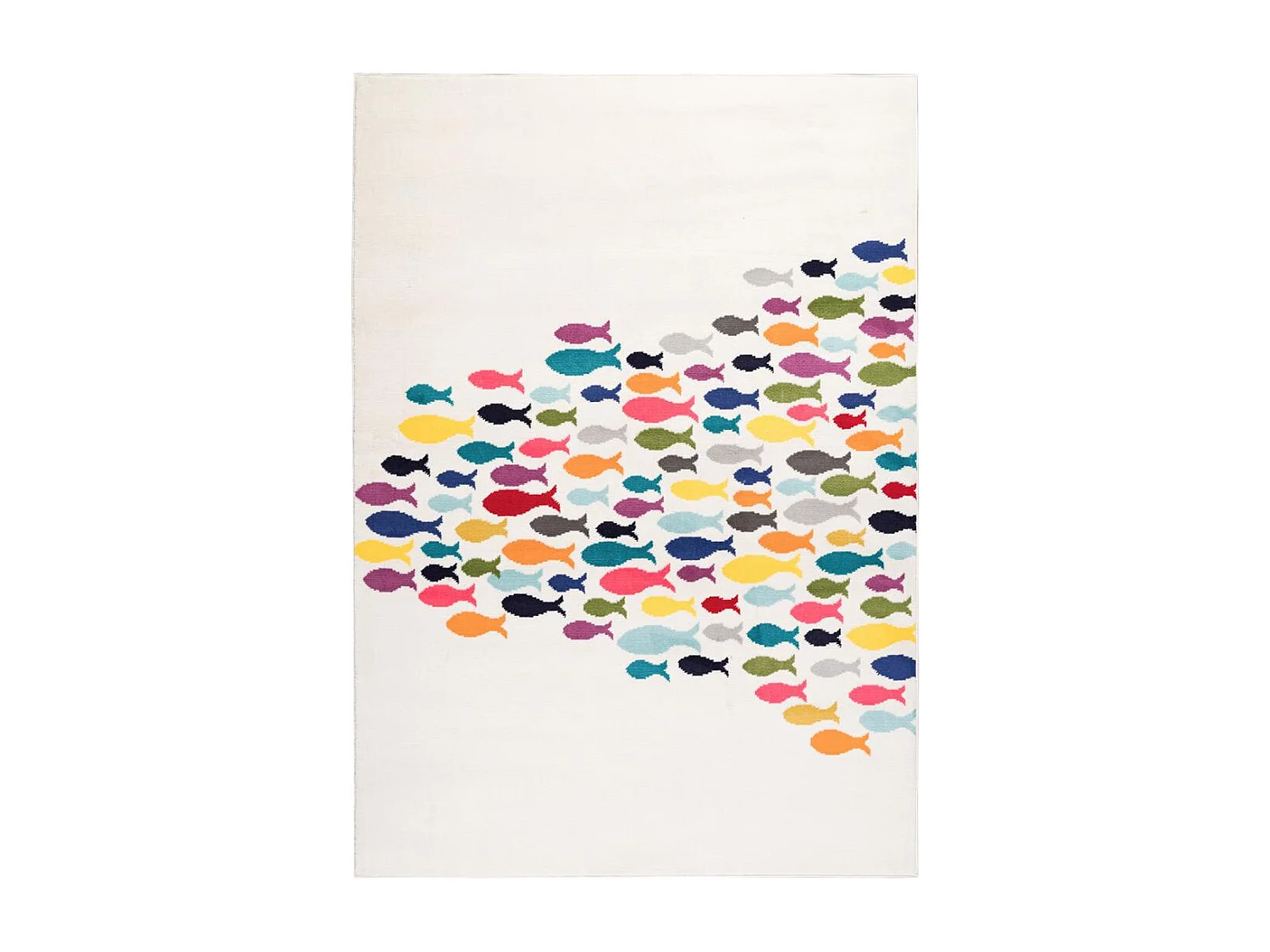 Tapis enfant 160x230 rectangle tissé crème motif animaux FISHES