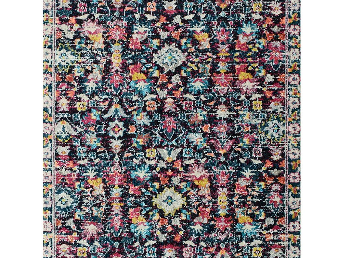 Tapis orient 120x170 rectangle bleu et bleu foncé tissé motif classique OLHA