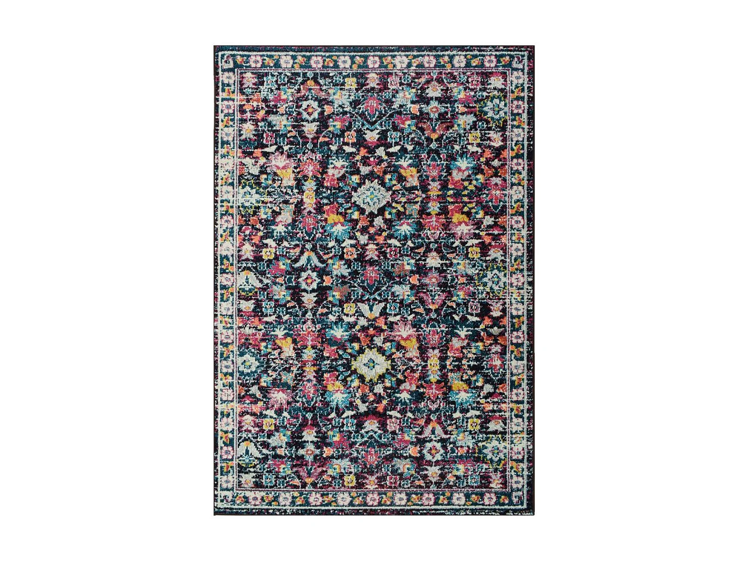 Tapis orient 120x170 rectangle bleu et bleu foncé tissé motif classique OLHA