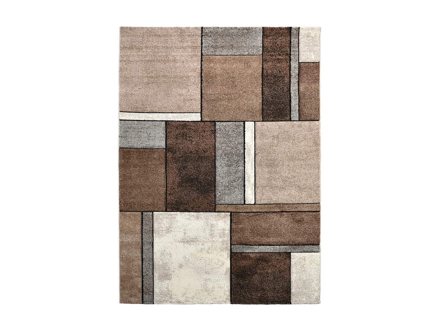 tapis chambre 80x150 tissé beige rectangle motif géométrique BI 61