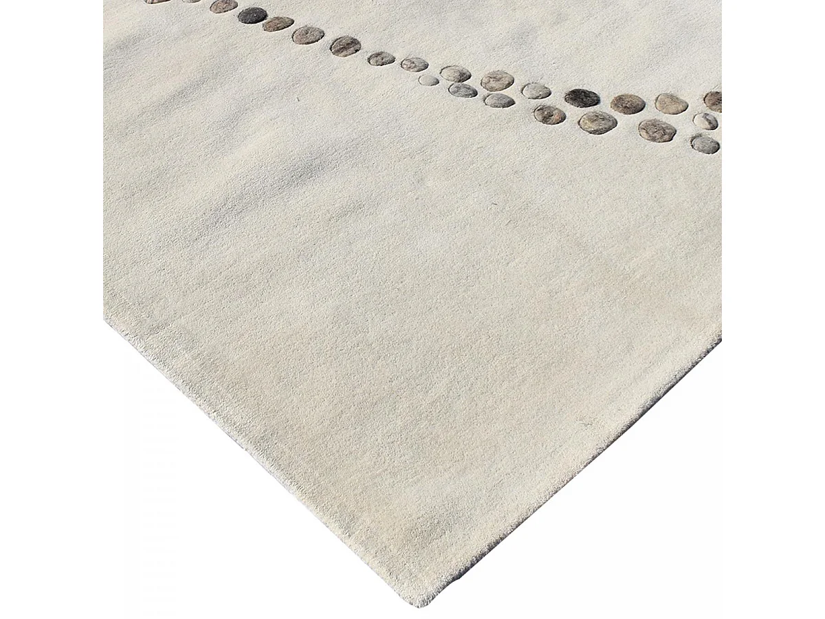 tapis chambre 160x230 fait à la main en laine beige et gris motif simple