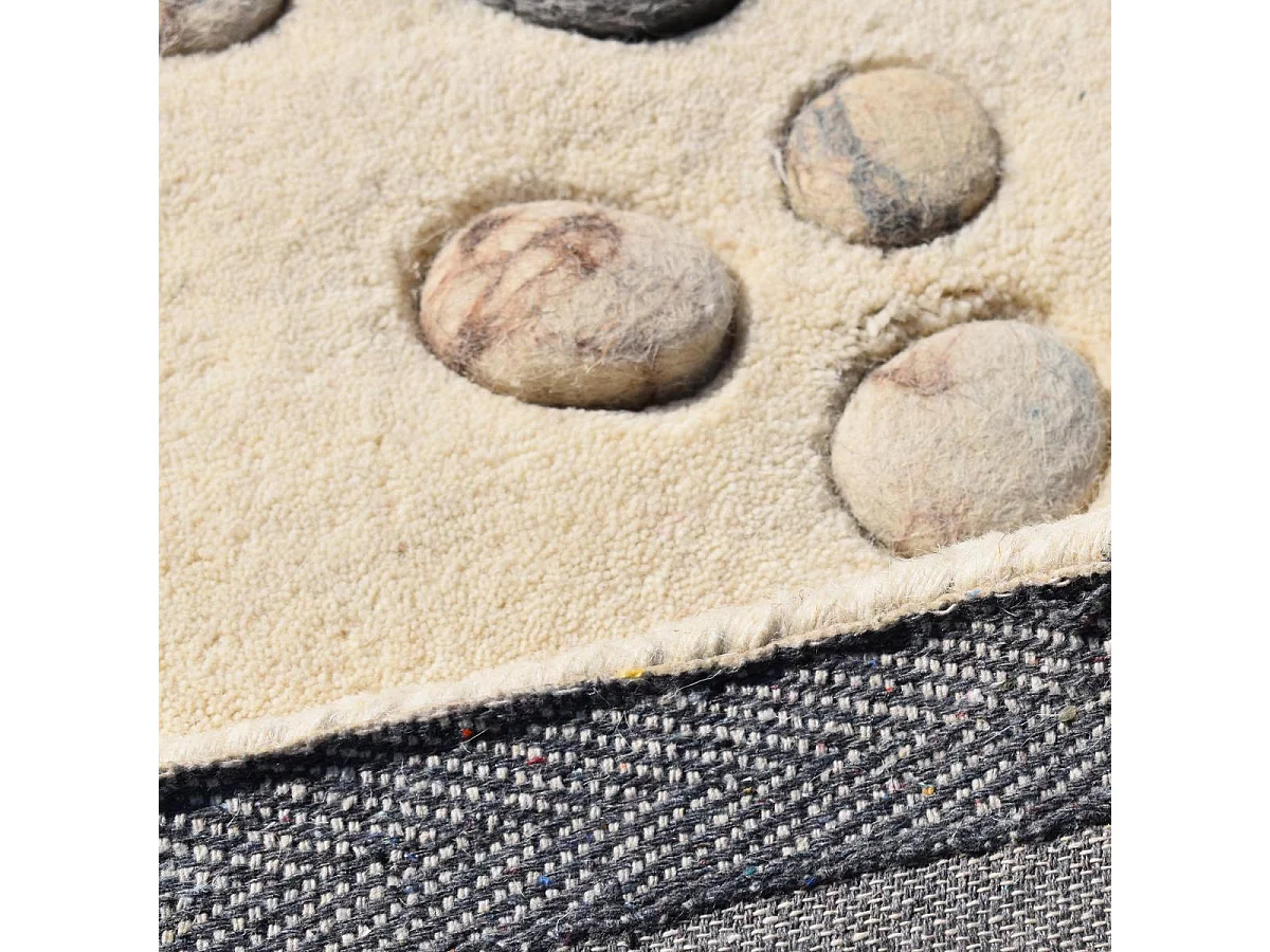 tapis chambre 160x230 fait à la main en laine beige et gris motif simple