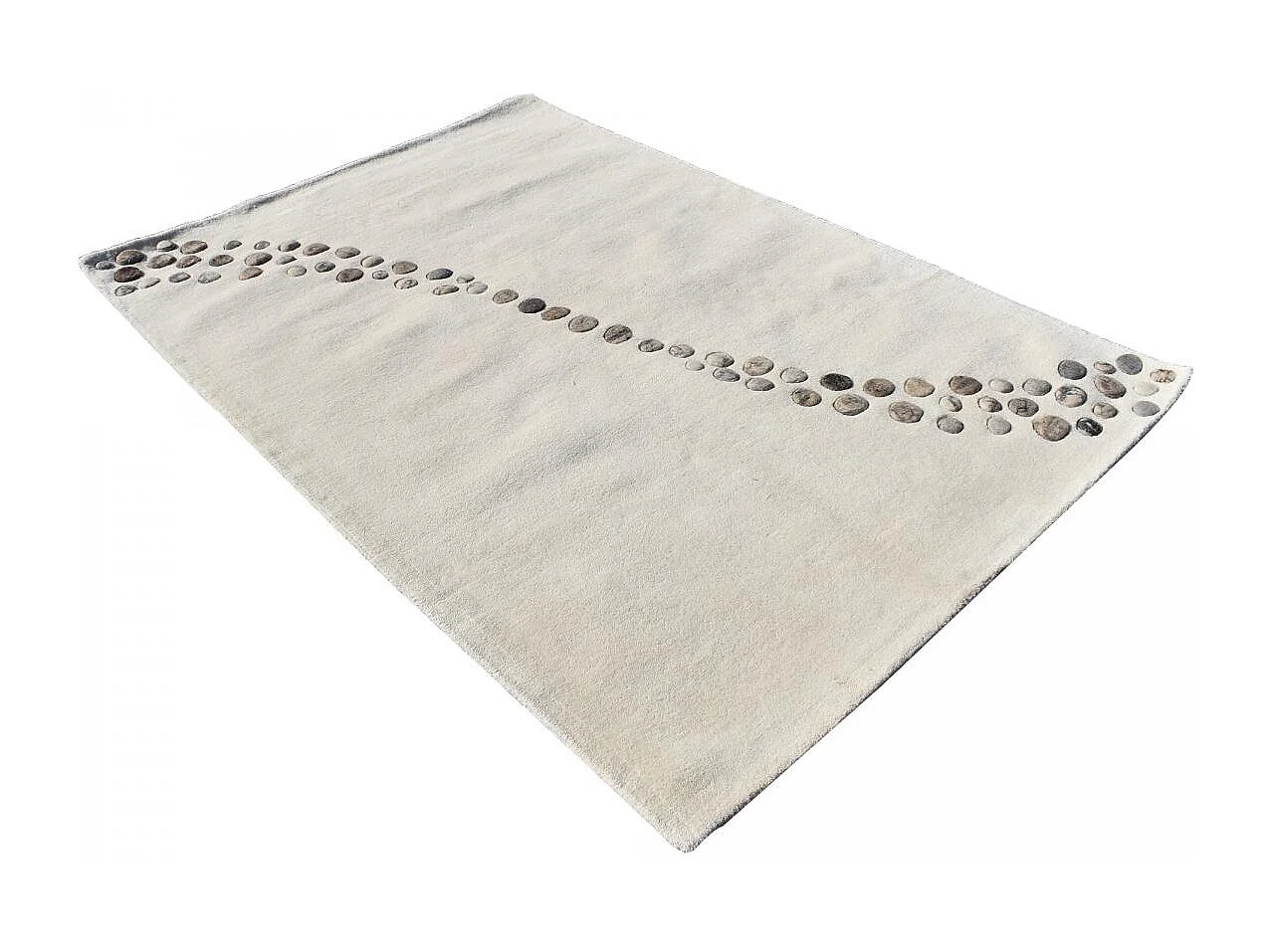 tapis chambre 160x230 fait à la main en laine beige et gris motif simple