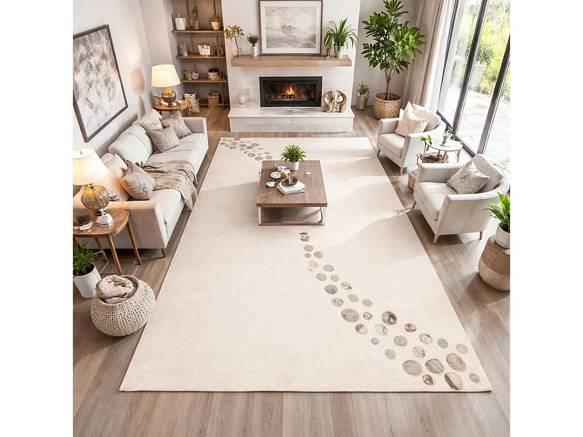 Tapis salon et chambre fait à la main en laine motif simple NOSTRAL