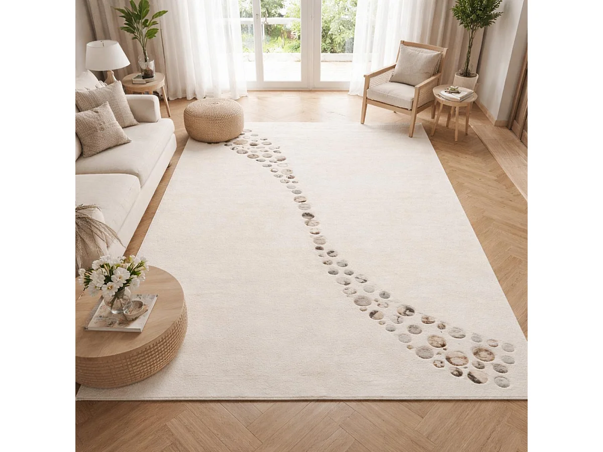 Tapis salon et chambre fait à la main en laine motif simple NOSTRAL