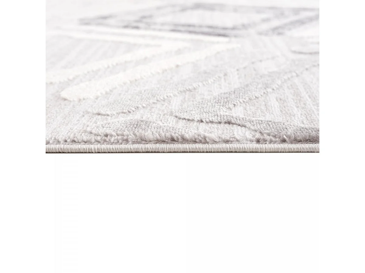 tapis salon 200x280 tissé gris clair et gris foncé rectangle motif géométrique