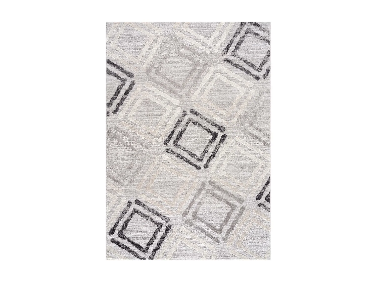 tapis salon 200x280 tissé gris clair et gris foncé rectangle motif géométrique