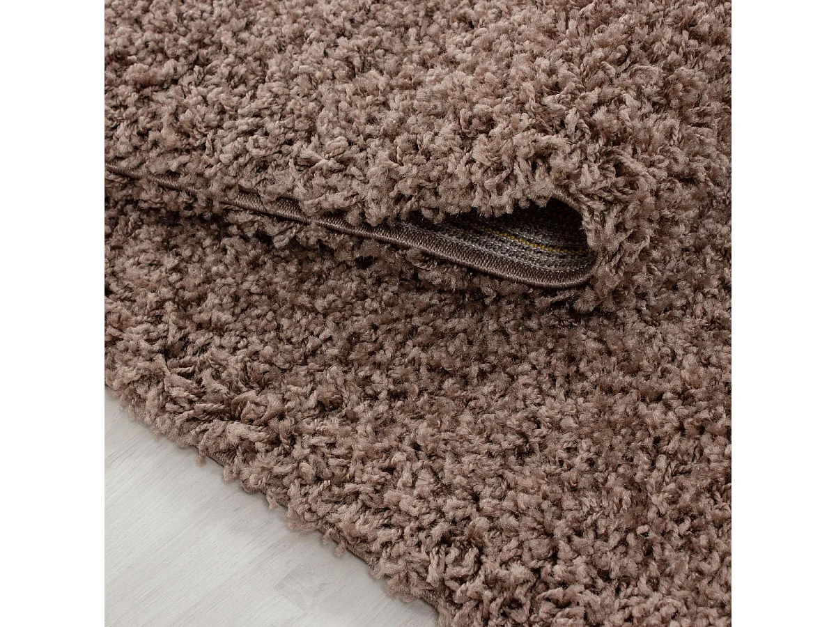 Tappeto Shaggy a pelo lungo 160x230 rettangolo intrecciato mocca tinta unita UNI L