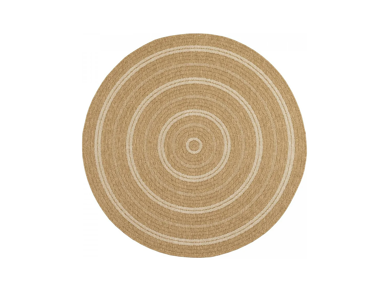 Tapis extérieur Ø160cm rond tissé kilim beige et blanc JUTE ART 5