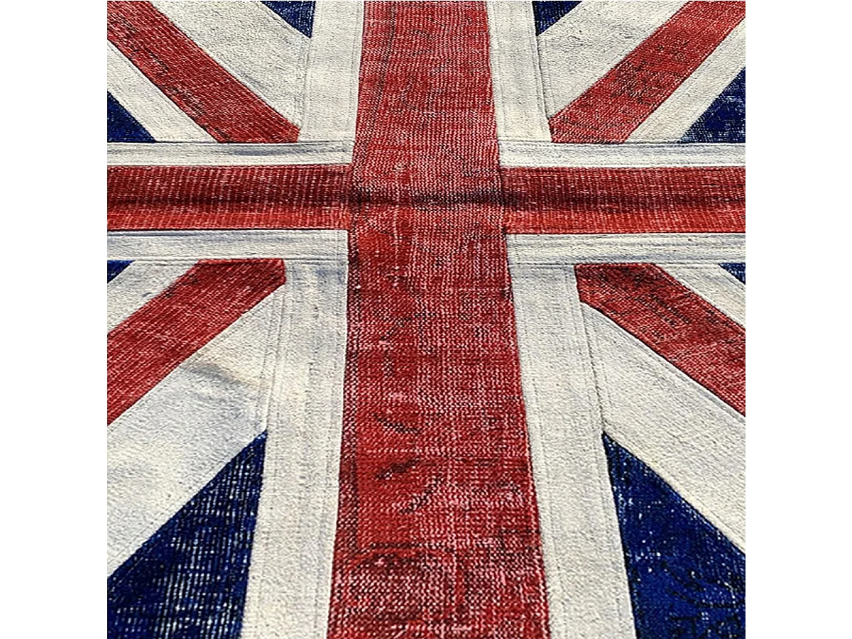 tapis salle à manger 200x300 fait à la main en laine rouge motif fresque