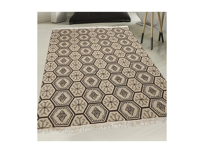 Tapis kilim reversible 200x290 fait à la main en laine MALSA gris
