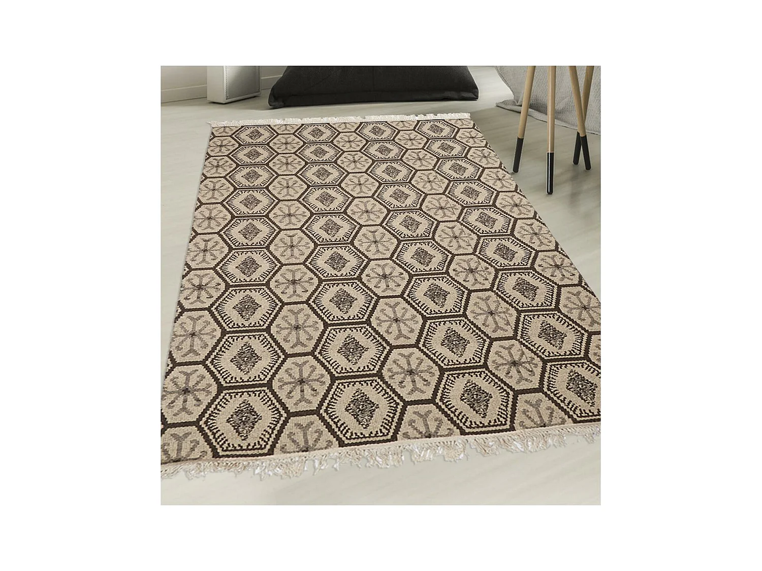 Tapis kilim reversible 200x290 fait à la main en laine MALSA gris