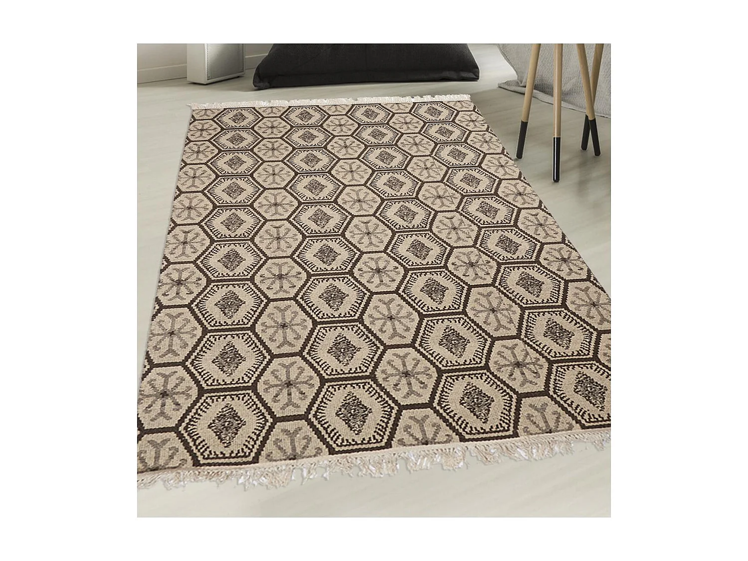 Tapis kilim reversible 200x290 fait à la main en laine MALSA gris
