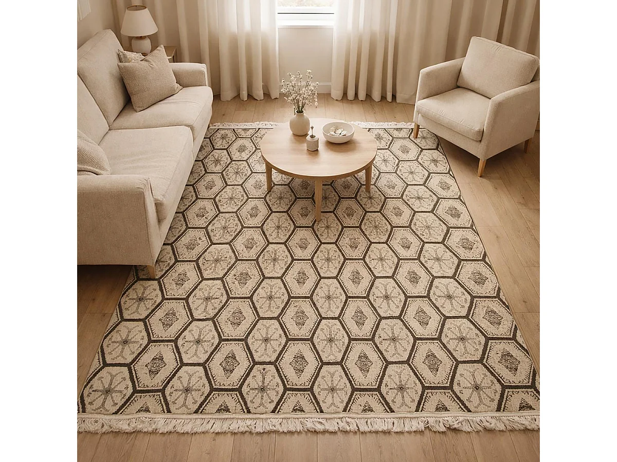 Tapis kilim reversible 200x290 fait à la main en laine MALSA gris