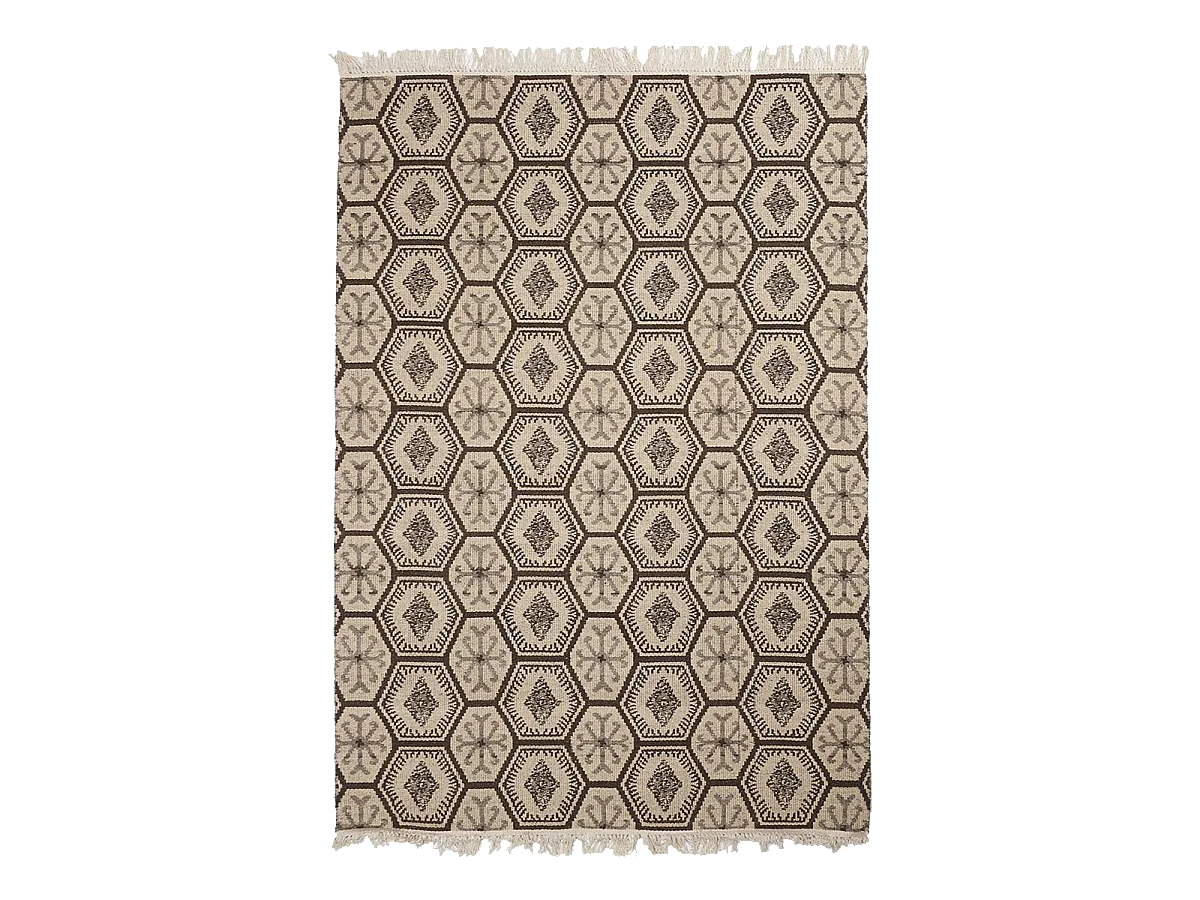 Tapis kilim reversible 200x290 fait à la main en laine MALSA gris