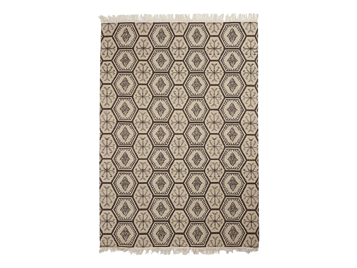 Tappeto kilim reversibile fatto a mano 200x290 in lana MALSA grigia