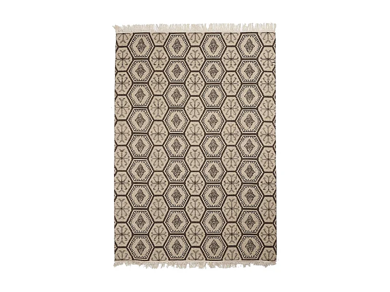Tapis kilim reversible 200x290 fait à la main en laine MALSA gris