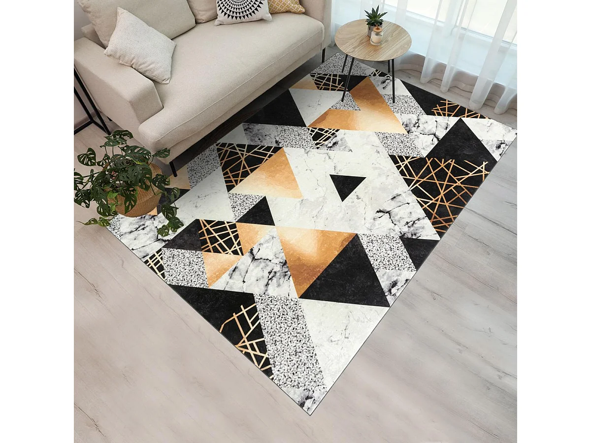 tapis entrée Lavable 30° 50x80 noir et blanc IMPNUM 37
