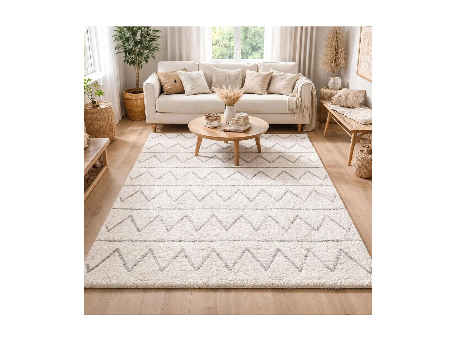 Autentico tappeto berbero 120x170 realizzato a mano in cotone organico BERBERE grigio chiaro e grigio scuro