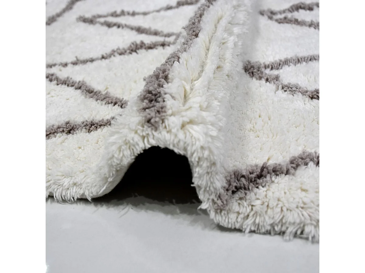 Authentique tapis berbère 120x170 fait à la main en coton BIO gris clair et gris foncé BERBERE