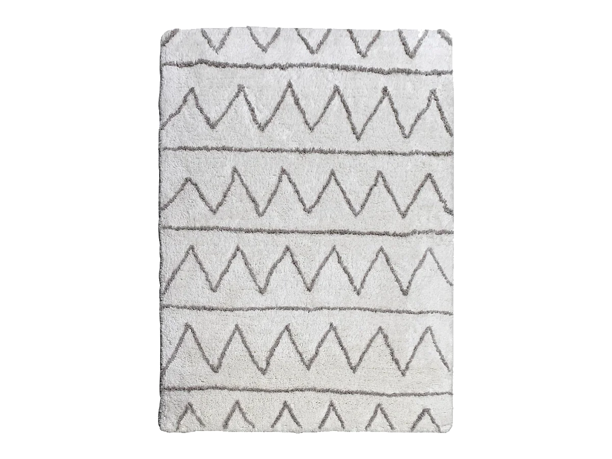 Authentique tapis berbère 120x170 fait à la main en coton BIO gris clair et gris foncé BERBERE