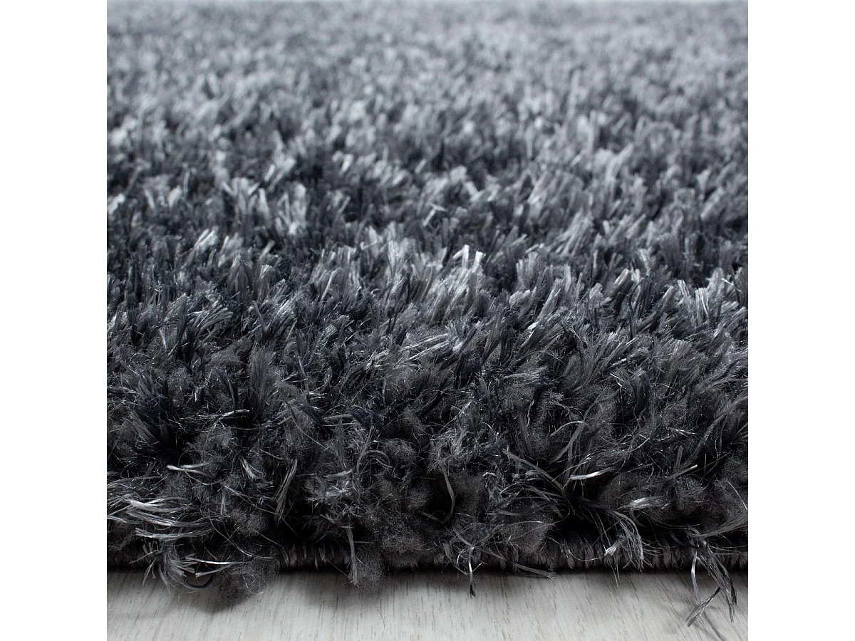 Tapis longs poils shaggy 200x290 rectangle tissé gris motif uni UNI A
