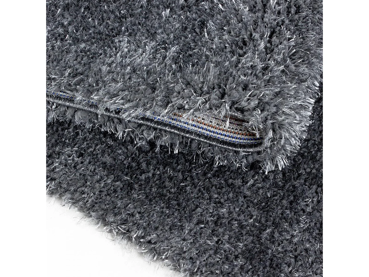 Tapis longs poils shaggy 200x290 rectangle tissé gris motif uni UNI A