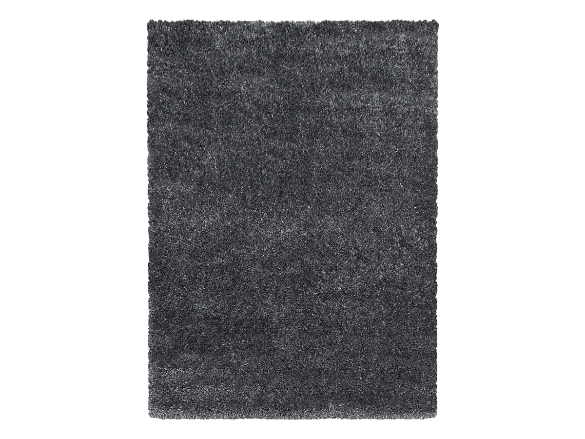 Tapis longs poils shaggy 200x290 rectangle tissé gris motif uni UNI A