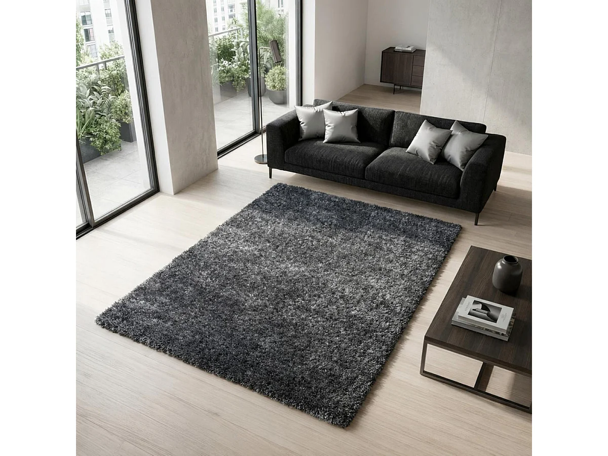 Tappeto Shaggy a pelo lungo 200x290 rettangolo intrecciato grigio fantasia unita UNI A