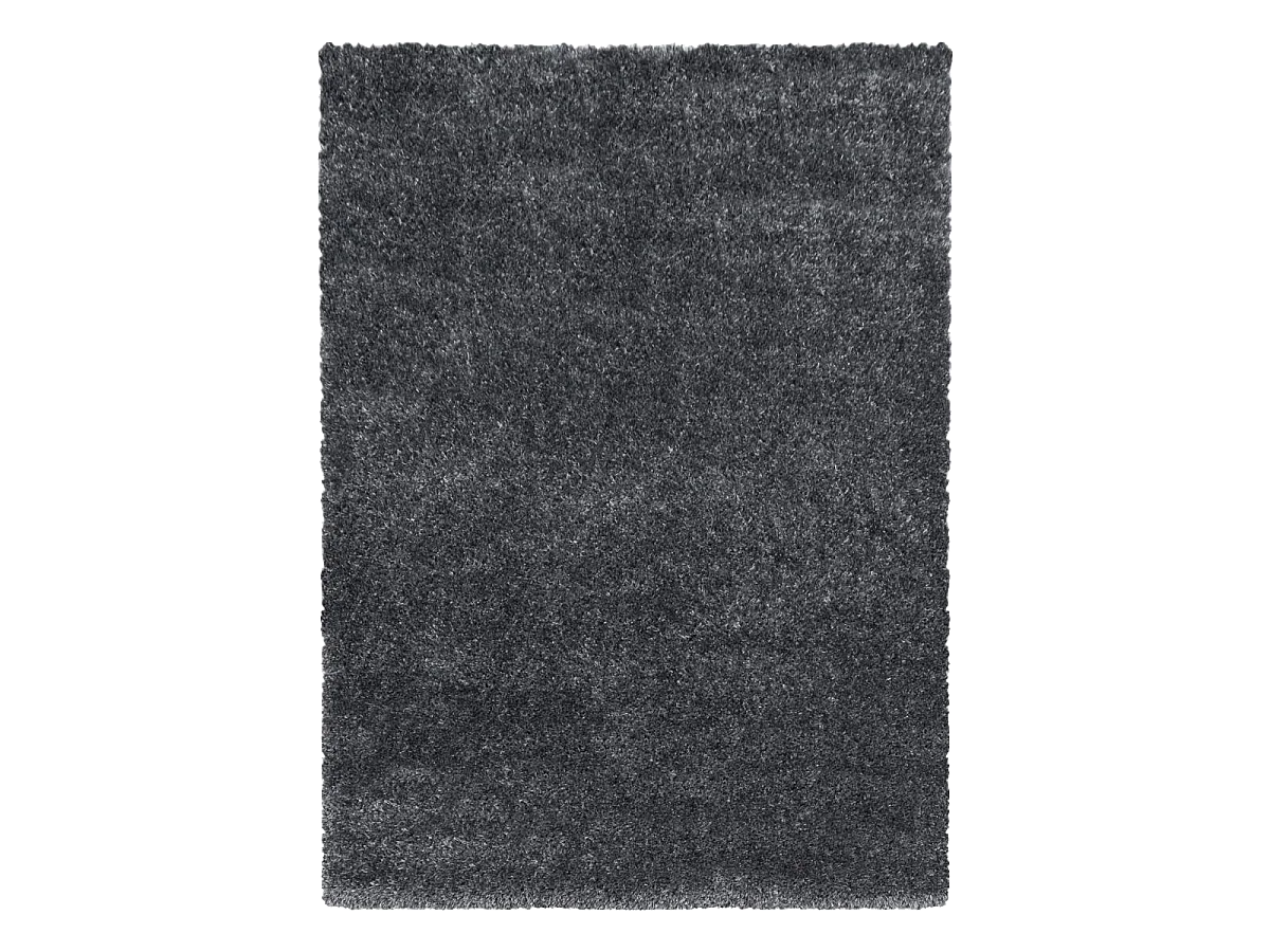 Tapis longs poils shaggy 200x290 rectangle tissé gris motif uni UNI A