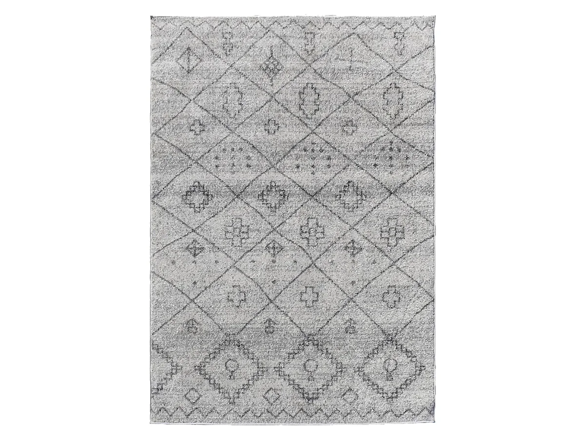 Tapis berbère 120x170 tissé motifs tribaux SAUTUL crème