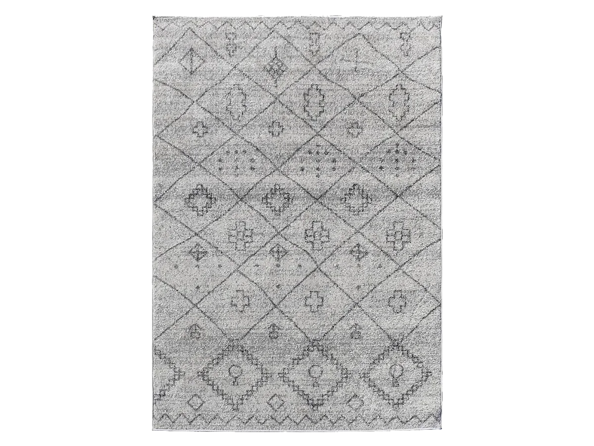 Tapis berbère 120x170 tissé motifs tribaux SAUTUL crème
