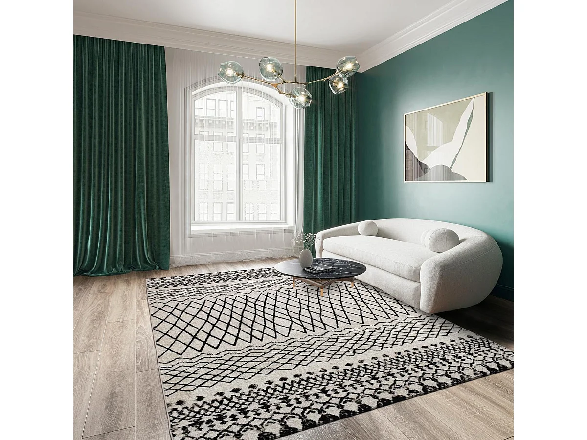 Tapis berbère 160x230 tissé motifs tribaux LYN8 MABAL beige