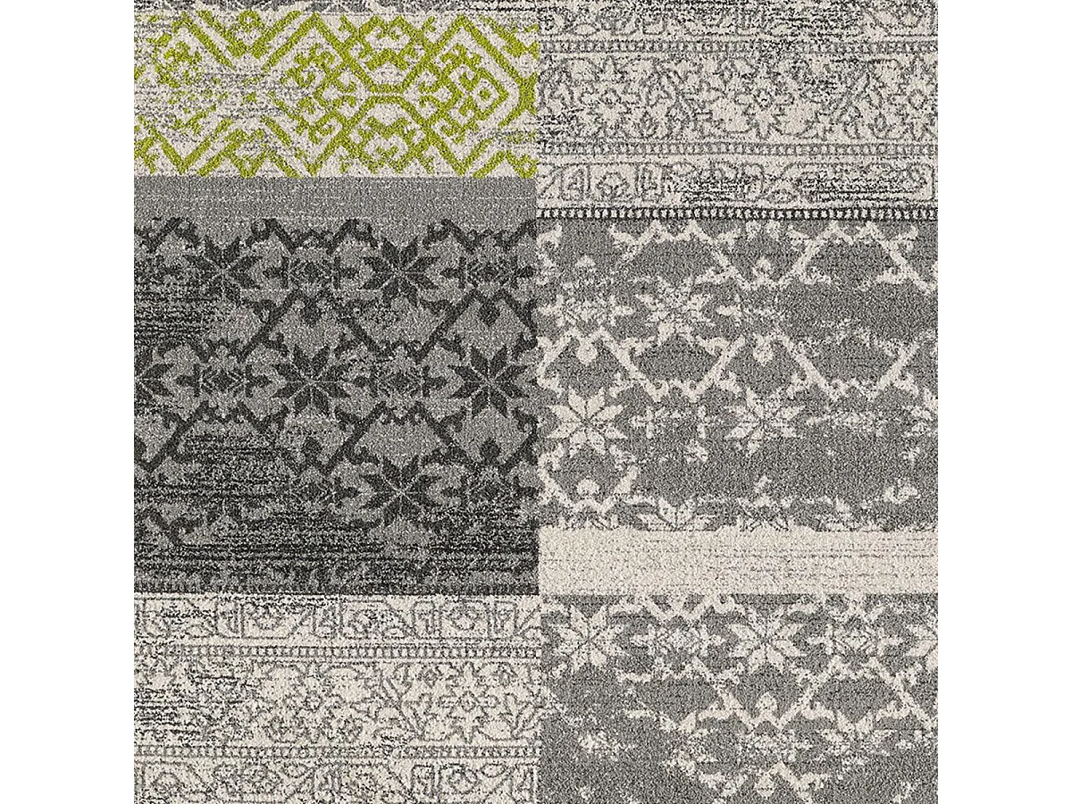 Tapis oriental 80x150 rectangle gris tissé motif ancestral TEOPATCH