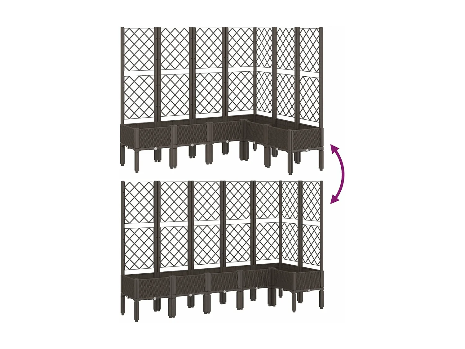 Jardinière avec treillis marron 160x120x142 PP