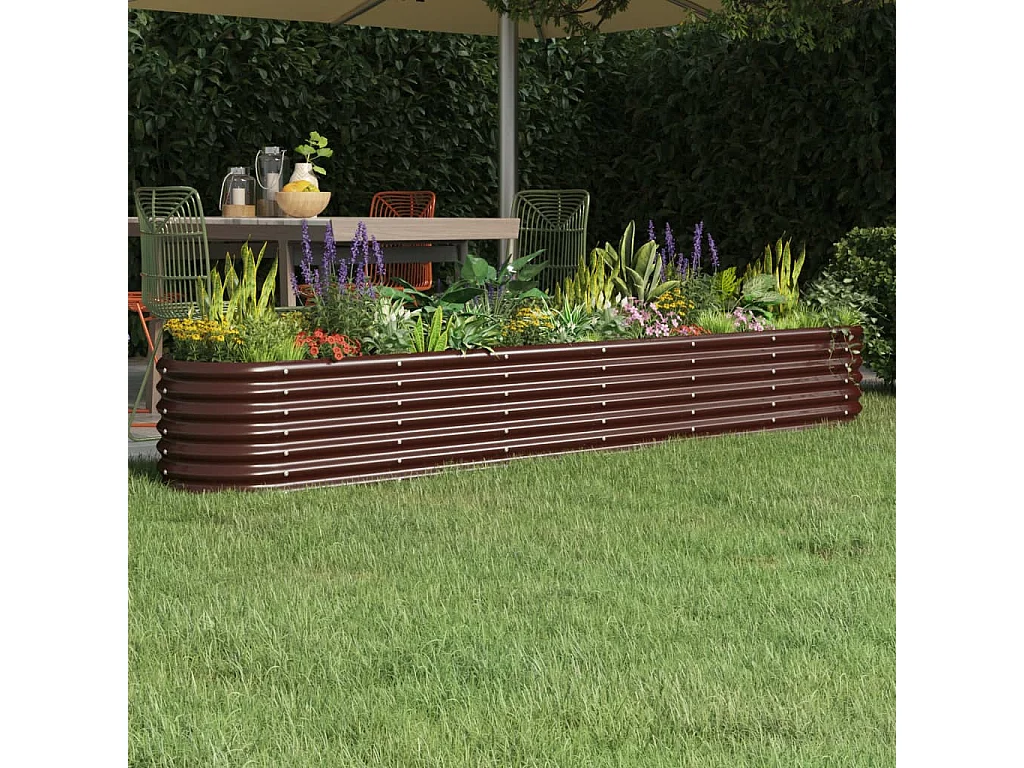 Jardinière de jardin Acier enduit de poudre 260x40x36 Marron